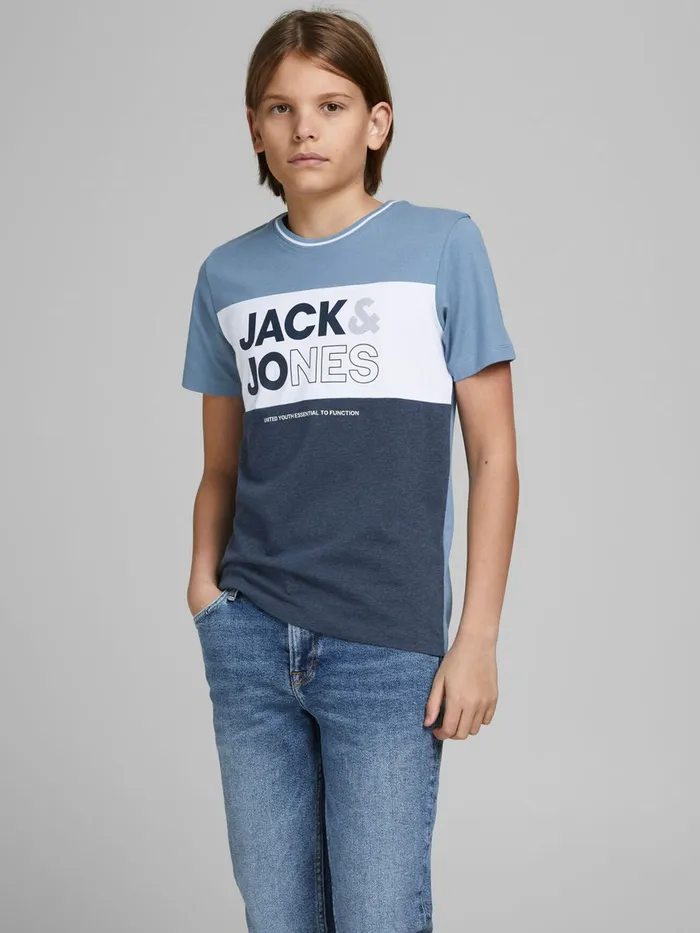Tshirts JACK and JONES Junior BOYS COLOUR BLOCK TSHIRT Blue Faded Denim On Sale Tshirts JACK and JONES Junior BOYS COLOUR BLOCK TSHIRT Blue Faded Denim On Sale
