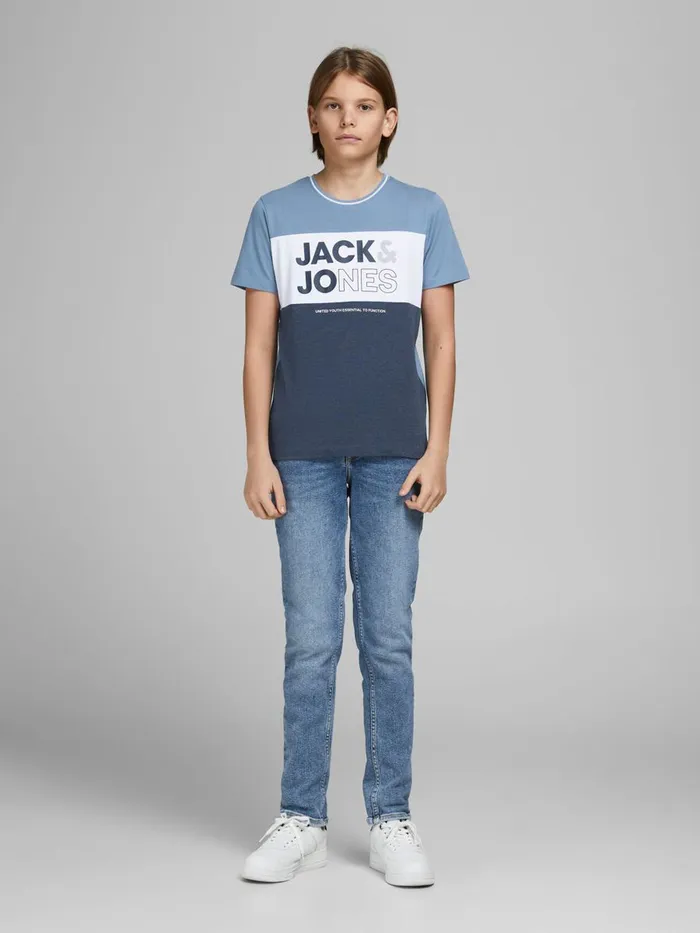 Tshirts JACK and JONES Junior BOYS COLOUR BLOCK TSHIRT Blue Faded Denim On Sale