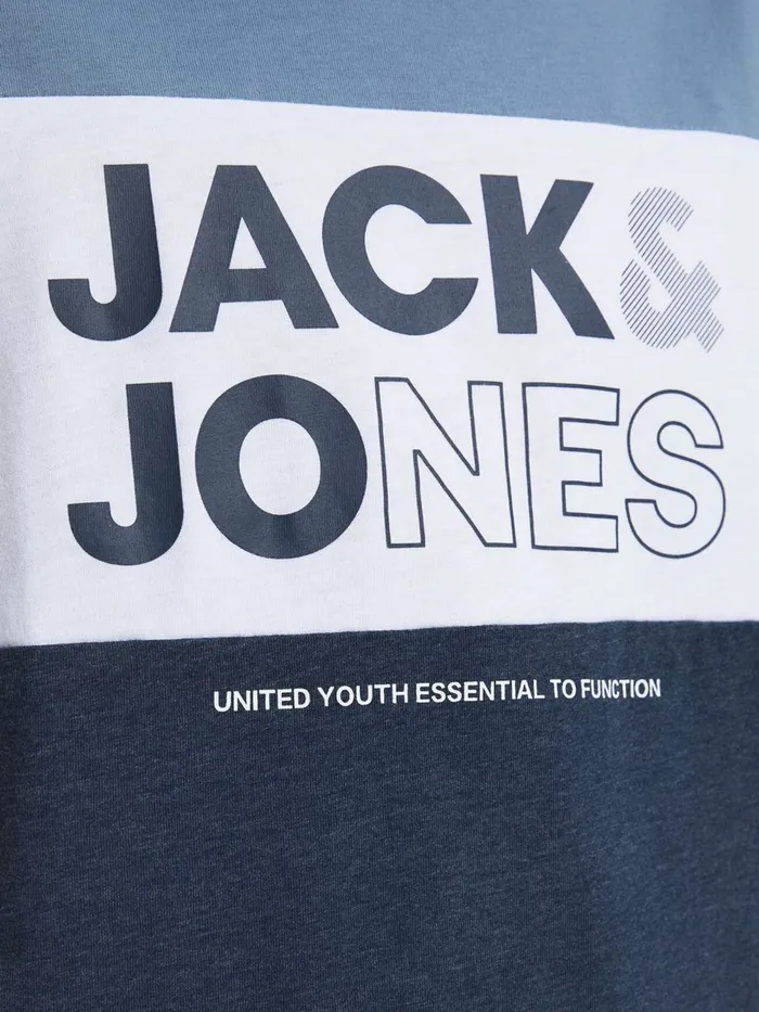Tshirts JACK and JONES Junior BOYS COLOUR BLOCK TSHIRT Blue Faded Denim On Sale