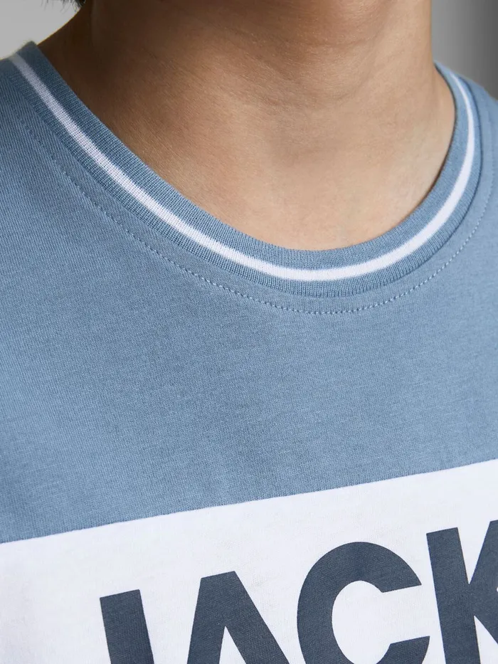 Tshirts JACK and JONES Junior BOYS COLOUR BLOCK TSHIRT Blue Faded Denim On Sale