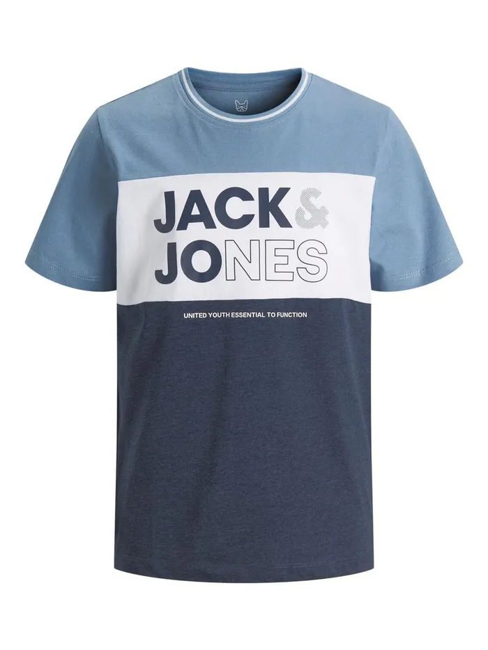 Tshirts JACK and JONES Junior BOYS COLOUR BLOCK TSHIRT Blue Faded Denim On Sale