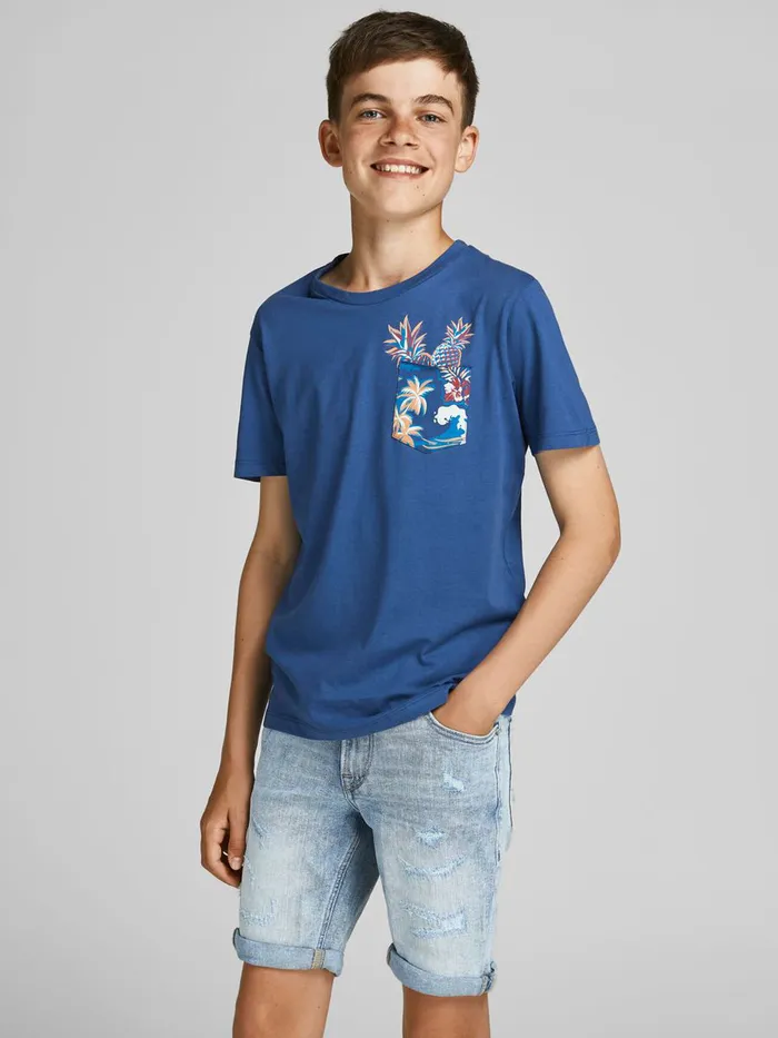 Tshirts JACK and JONES Junior BOYS CREW NECK TSHIRT Blue Ensign Blue On Sale