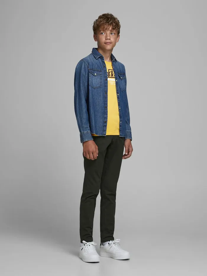 Tshirts JACK and JONES Junior BOYS LOGO PRINT TSHIRT Yellow Spicy Mustard Casaul