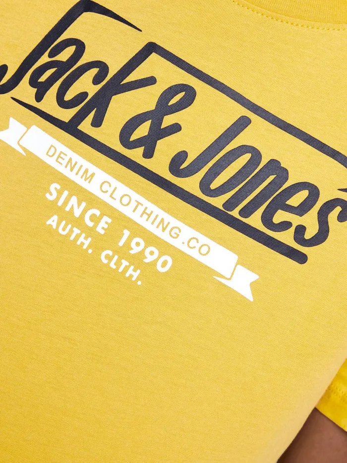 Tshirts JACK and JONES Junior BOYS LOGO PRINT TSHIRT Yellow Spicy Mustard Casaul
