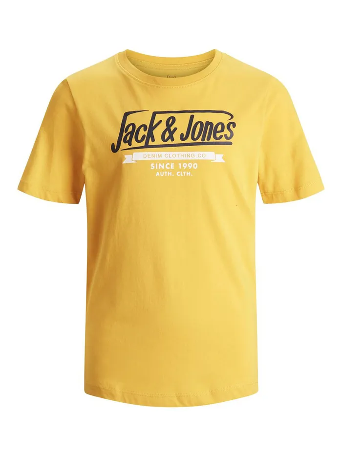 Tshirts JACK and JONES Junior BOYS LOGO PRINT TSHIRT Yellow Spicy Mustard Casaul
