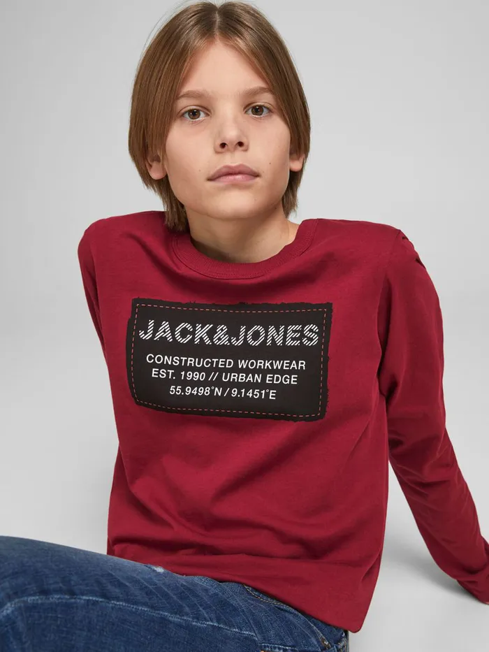 Tshirts JACK and JONES Junior BOYS LONGSLEEVED TSHIRT Red SunDried Tomato Online