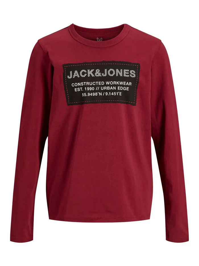 Tshirts JACK and JONES Junior BOYS LONGSLEEVED TSHIRT Red SunDried Tomato Online