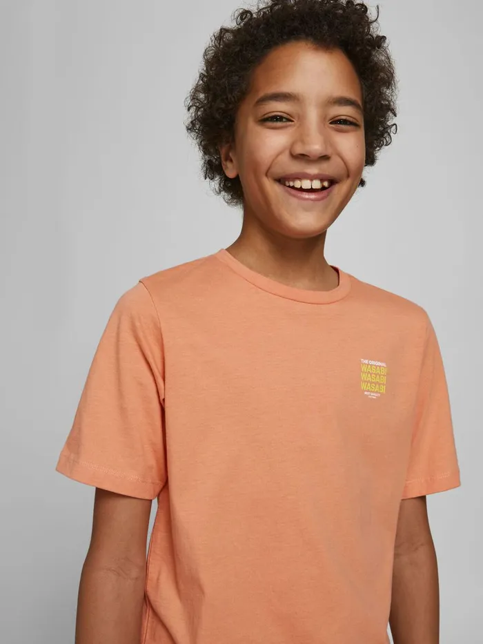 Tshirts JACK and JONES Junior BOYS PRINT TSHIRT Pastel Shell Coral Gift for Friend