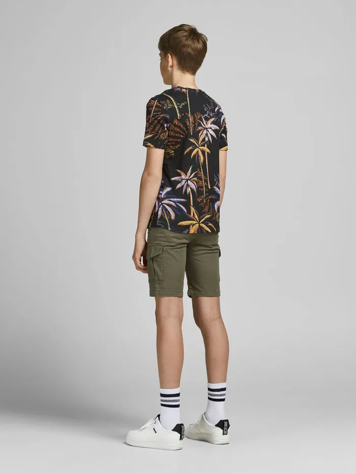 Tshirts JACK and JONES Junior BOYS TROPICAL PRINT TSHIRT Black Tap Shoe Casaul