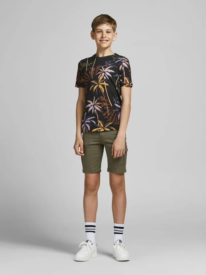 Tshirts JACK and JONES Junior BOYS TROPICAL PRINT TSHIRT Black Tap Shoe Casaul
