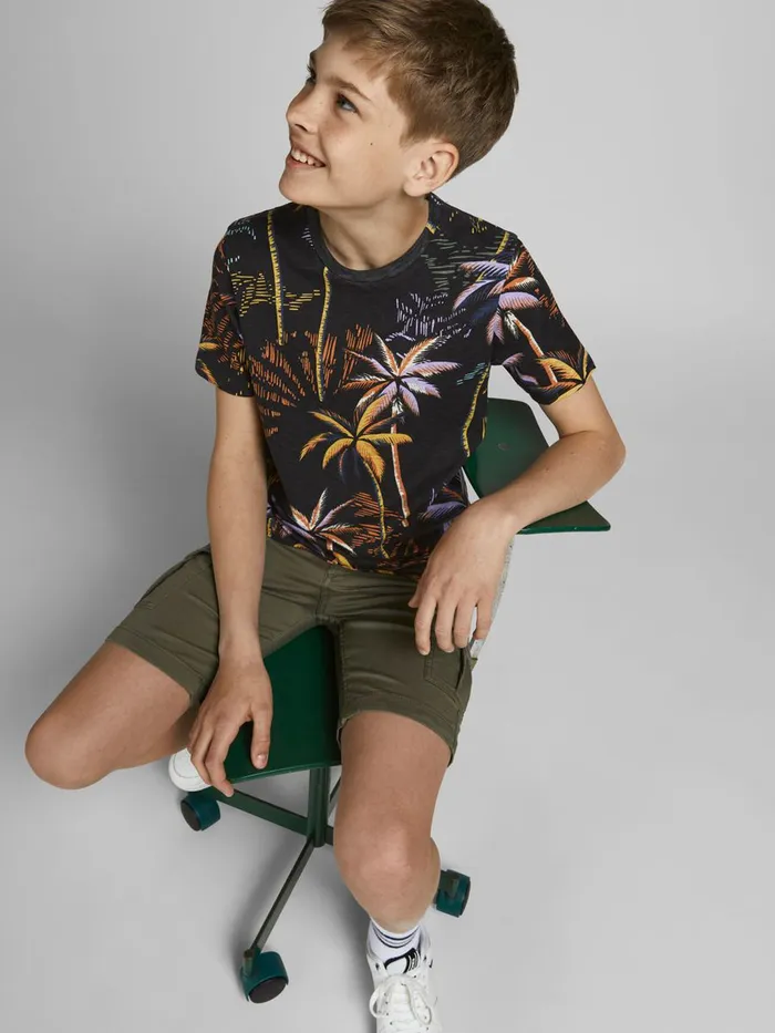Tshirts JACK and JONES Junior BOYS TROPICAL PRINT TSHIRT Black Tap Shoe Casaul