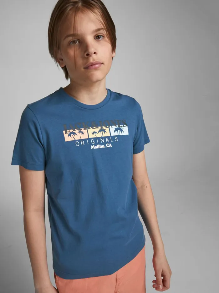 Tshirts JACK and JONES Junior BOYS TROPICAL PRINT TSHIRT Blue Ensign Blue Gift 4 You