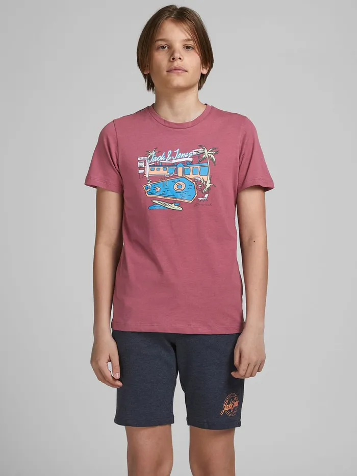 Tshirts JACK and JONES Junior BOYS TROPICAL PRINT TSHIRT Pink Hawthorn Rose Casaul Tshirts JACK and JONES Junior BOYS TROPICAL PRINT TSHIRT Pink Hawthorn Rose Casaul