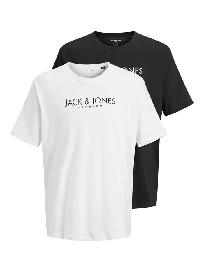 Tshirts JACK and JONES Mens 2PACK PLUS SIZE TSHIRT White Black Cheap On Sale