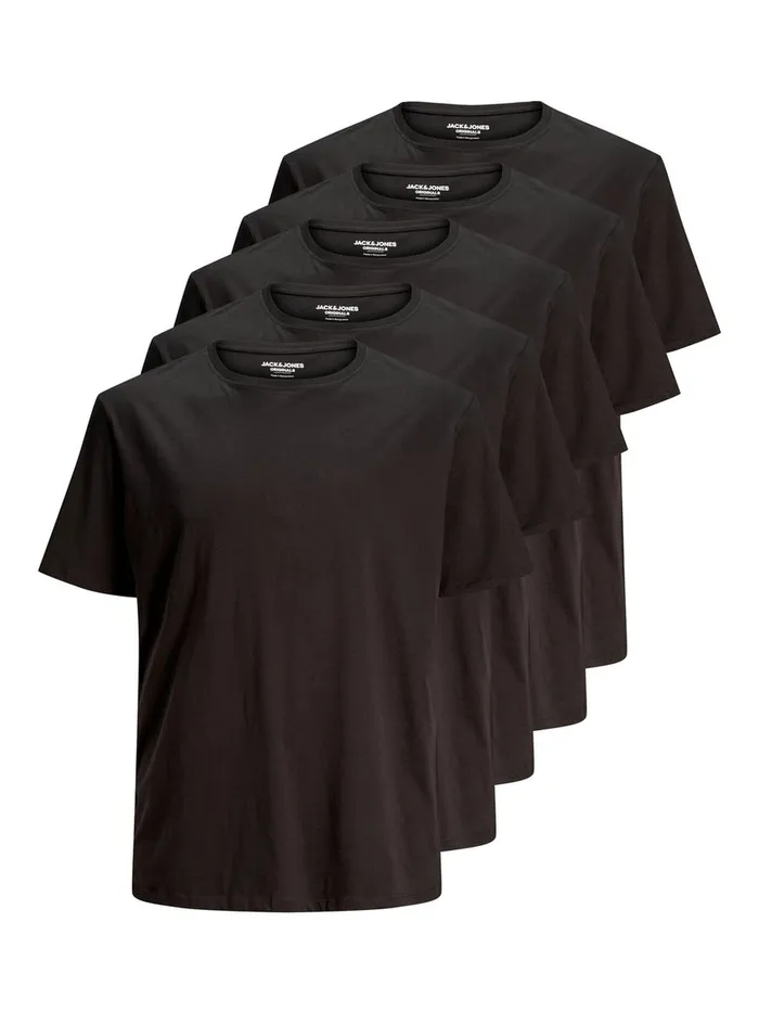 Tshirts JACK and JONES Mens 5PACK PLUS SIZE TSHIRT Black Black Cheap On Sale