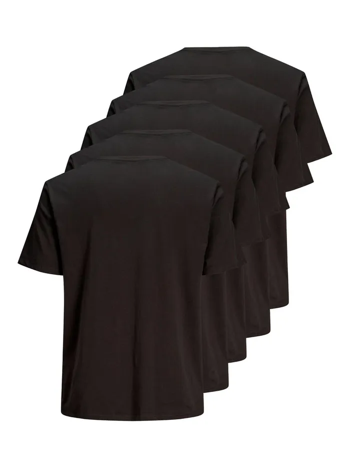 Tshirts JACK and JONES Mens 5PACK PLUS SIZE TSHIRT Black Black Cheap On Sale