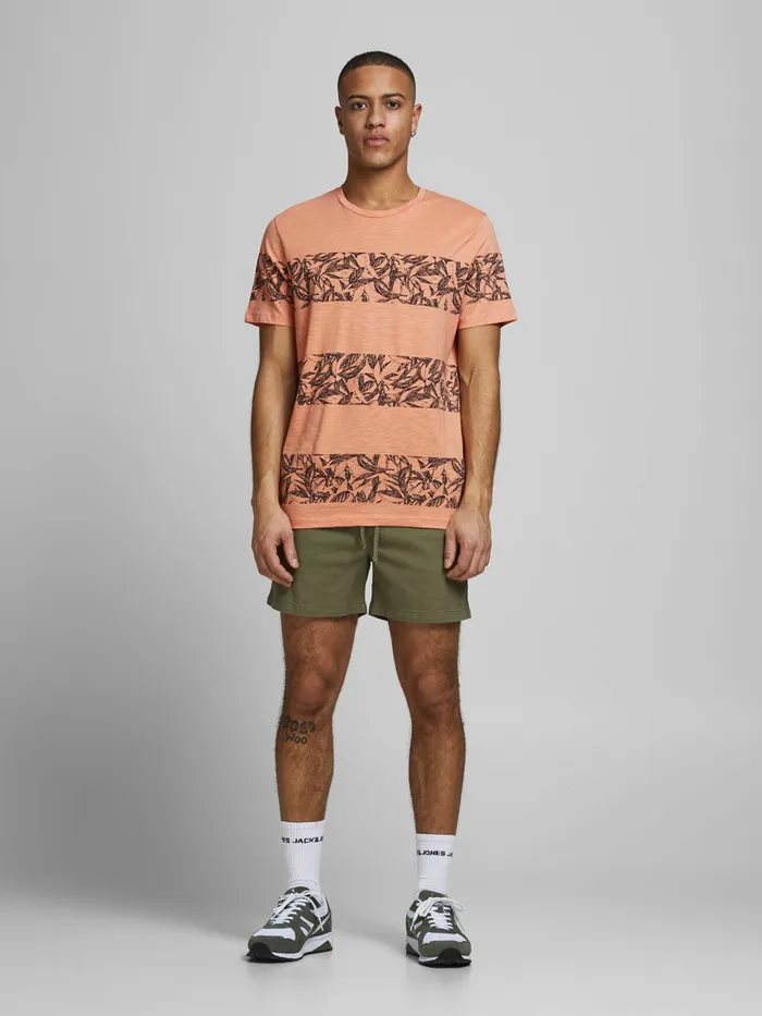 Tshirts JACK and JONES Mens BLOCK STRIPE TSHIRT Pastel Shell Coral Online