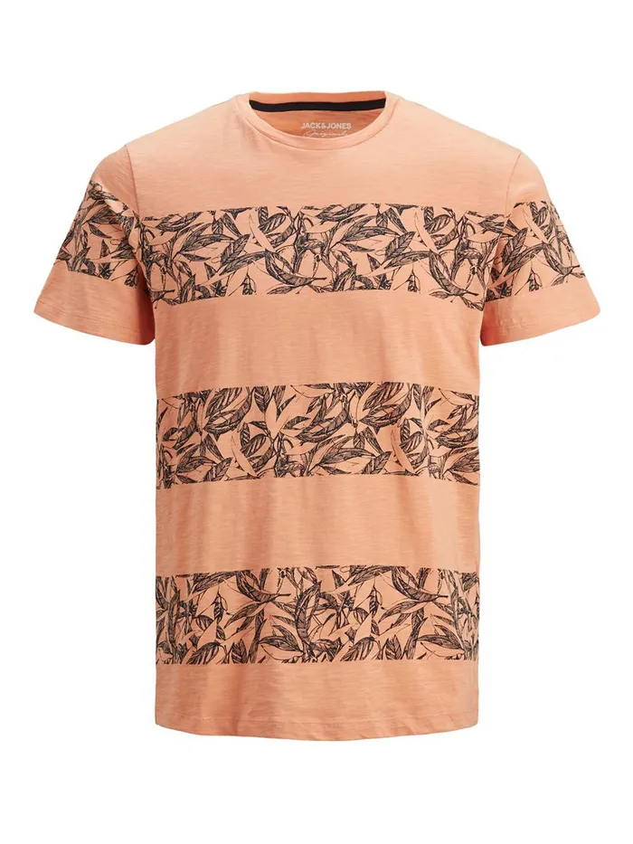 Tshirts JACK and JONES Mens BLOCK STRIPE TSHIRT Pastel Shell Coral Online