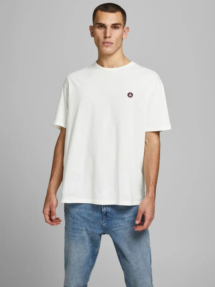 Tshirts JACK and JONES Mens BOXY FIT TSHIRT White Cloud Dancer Popular