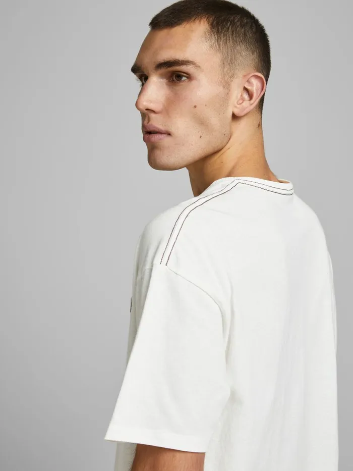 Tshirts JACK and JONES Mens BOXY FIT TSHIRT White Cloud Dancer Popular