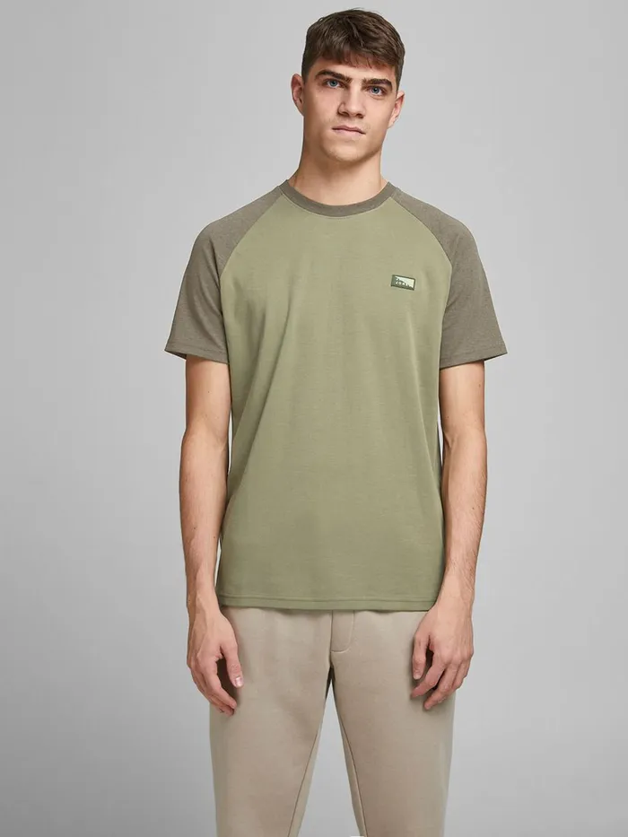 Tshirts JACK and JONES Mens INTERLOCK TSHIRT Green Deep Lichen Green Cheap On Sale
