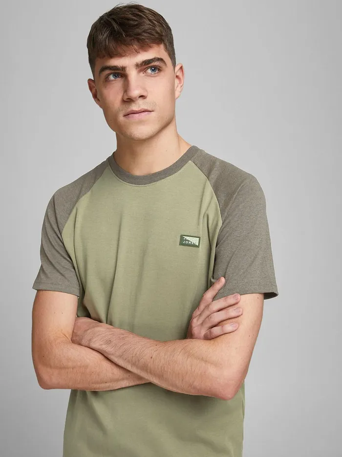 Tshirts JACK and JONES Mens INTERLOCK TSHIRT Green Deep Lichen Green Cheap On Sale