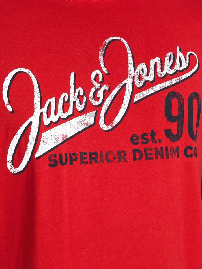 Tshirts JACK and JONES Mens LOGO PLUS SIZE TSHIRT Red True Red Online