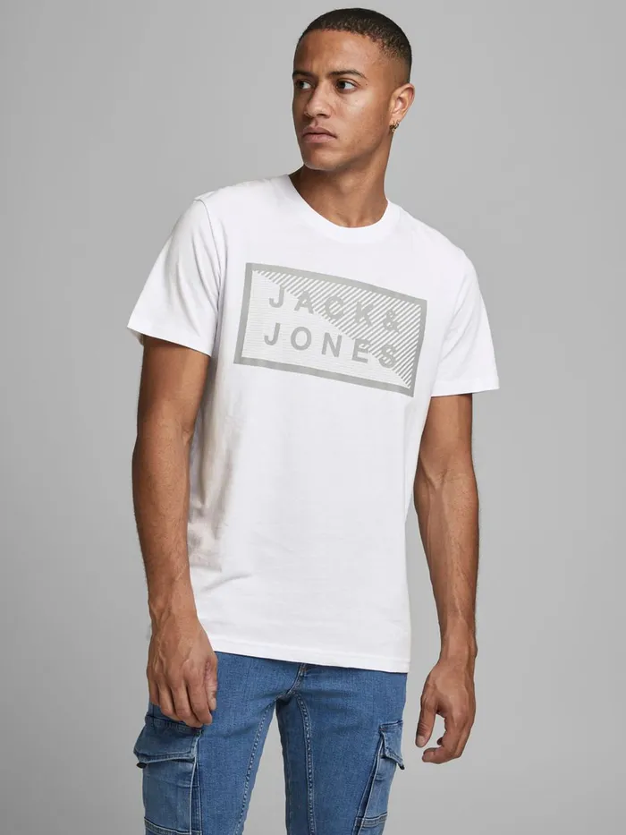 Tshirts JACK and JONES Mens ORGANIC COTTON TSHIRT White White Near Me