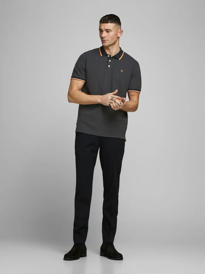 Tshirts JACK and JONES Mens PIQUE POLO SHIRT Grey Caviar For Sale