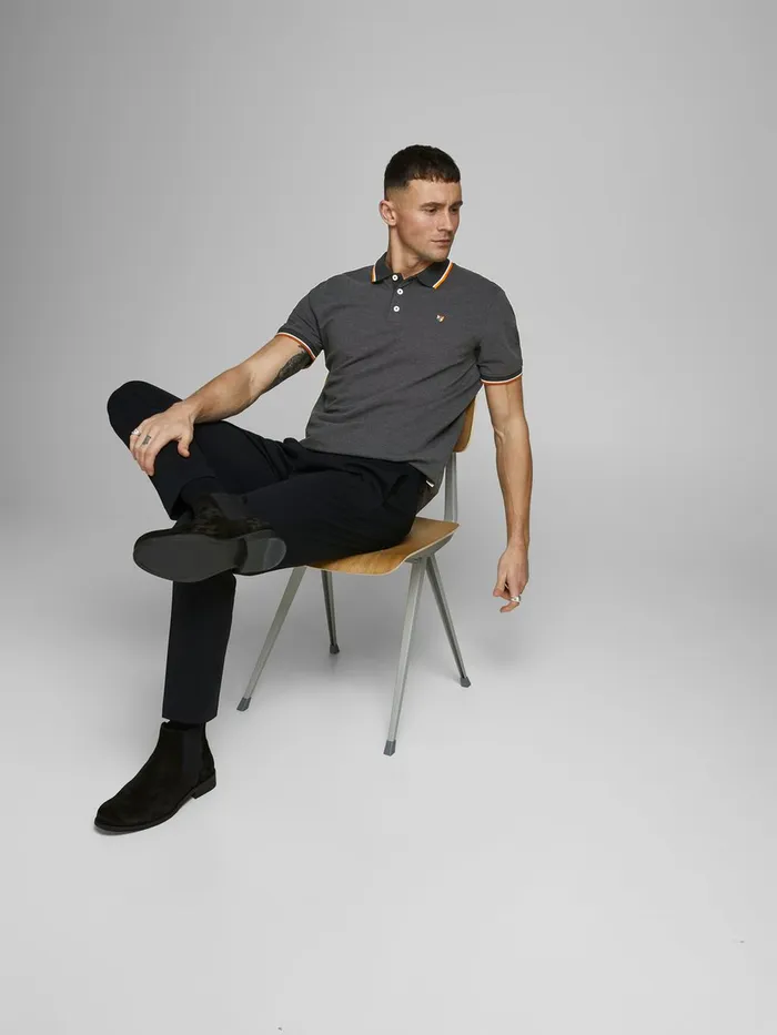 Tshirts JACK and JONES Mens PIQUE POLO SHIRT Grey Caviar For Sale