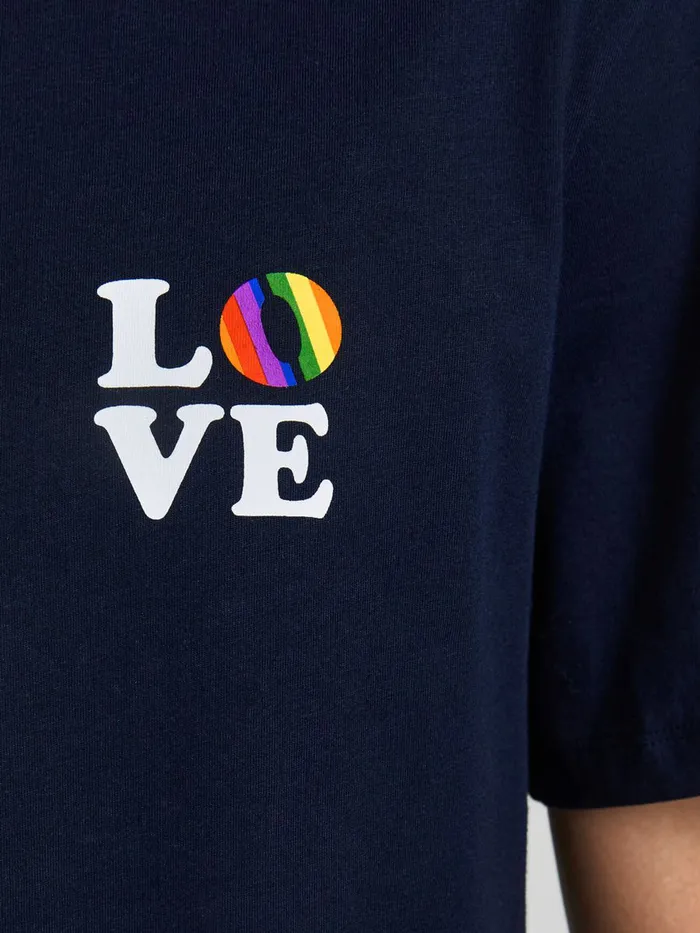Tshirts JACK and JONES Mens PRIDE TSHIRT Blue Navy Blazer Gift for Friend