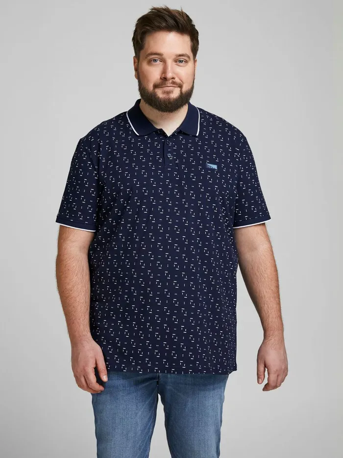 Tshirts JACK and JONES Mens PRINTED PIQUE PLUS SIZE POLO Blue Navy Blazer Gift 4 You Tshirts JACK and JONES Mens PRINTED PIQUE PLUS SIZE POLO Blue Navy Blazer Gift 4 You