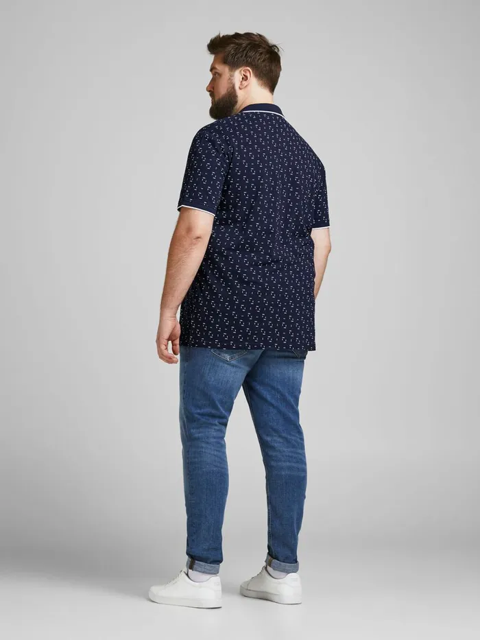 Tshirts JACK and JONES Mens PRINTED PIQUE PLUS SIZE POLO Blue Navy Blazer Gift 4 You