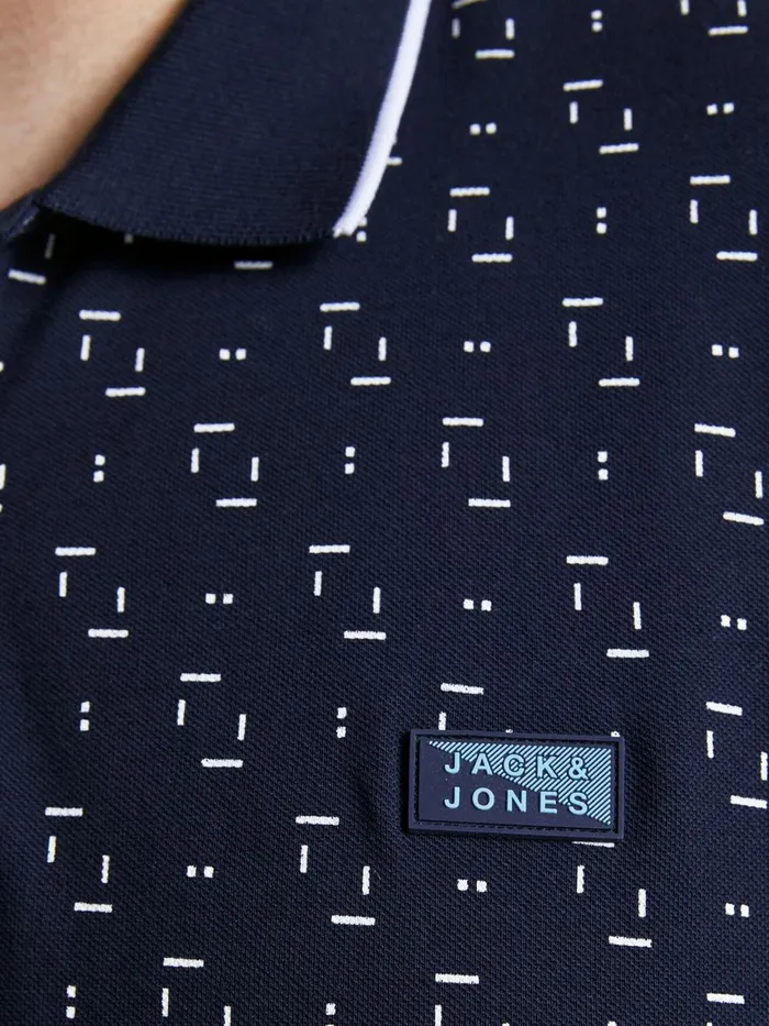 Tshirts JACK and JONES Mens PRINTED PIQUE PLUS SIZE POLO Blue Navy Blazer Gift 4 You