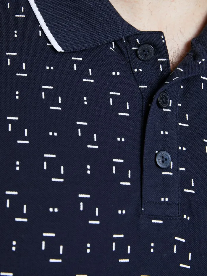 Tshirts JACK and JONES Mens PRINTED PIQUE PLUS SIZE POLO Blue Navy Blazer Gift 4 You