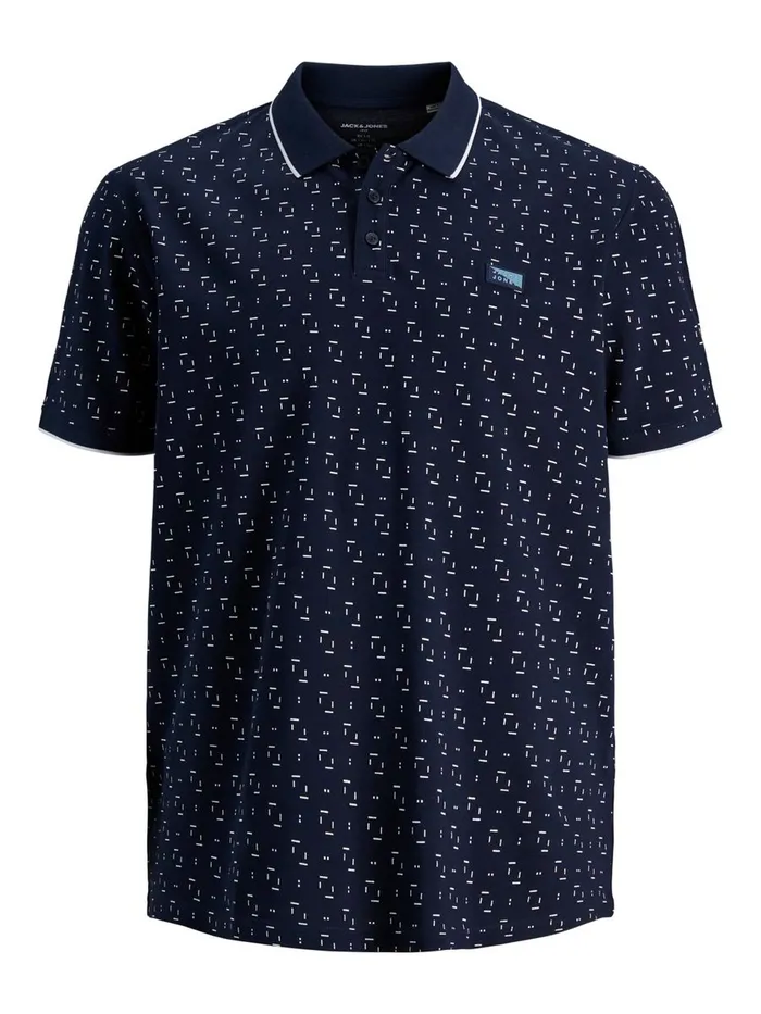 Tshirts JACK and JONES Mens PRINTED PIQUE PLUS SIZE POLO Blue Navy Blazer Gift 4 You