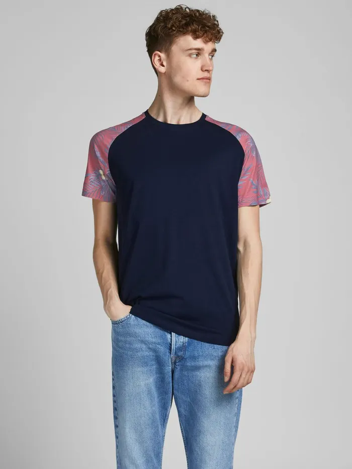 Tshirts JACK and JONES Mens RAGLAN TSHIRT Blue Navy Blazer Gift for Friend