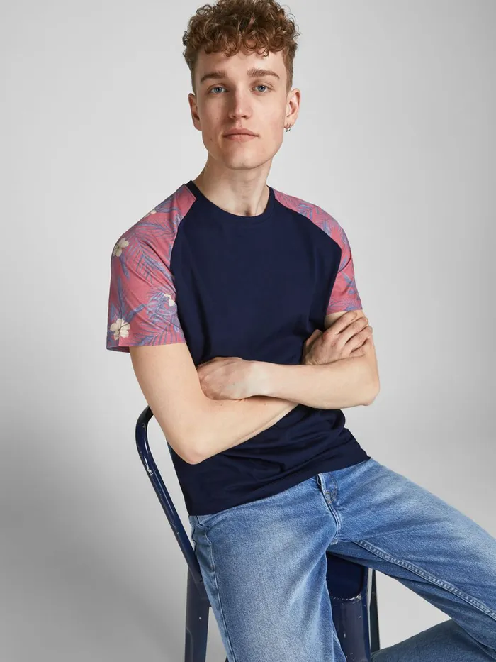 Tshirts JACK and JONES Mens RAGLAN TSHIRT Blue Navy Blazer Gift for Friend