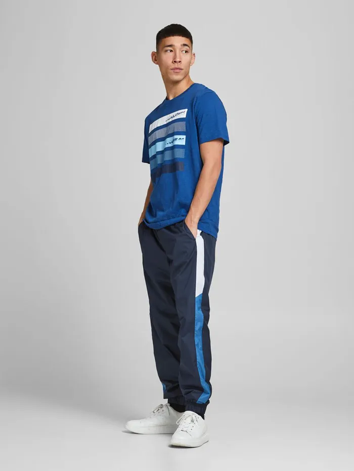 Tshirts JACK and JONES Mens REGULAR FIT LOGO GRAPHIC TSHIRT Blue Galaxy Blue Near Me
