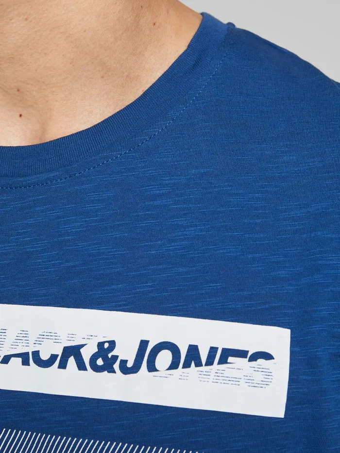 Tshirts JACK and JONES Mens REGULAR FIT LOGO GRAPHIC TSHIRT Blue Galaxy Blue Near Me