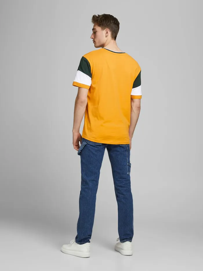 Tshirts JACK and JONES Mens SMALL LOGO TSHIRT Yellow Golden Orange Near Me