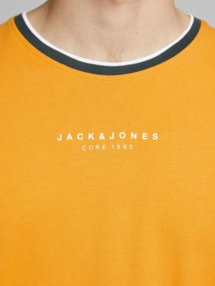 Tshirts JACK and JONES Mens SMALL LOGO TSHIRT Yellow Golden Orange Near Me