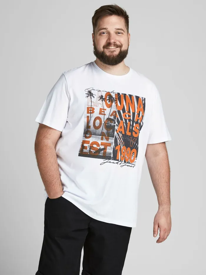 Tshirts JACK and JONES Mens TROPICAL PRINT PLUS SIZE TSHIRT White White Gift Ideas Tshirts JACK and JONES Mens TROPICAL PRINT PLUS SIZE TSHIRT White White Gift Ideas