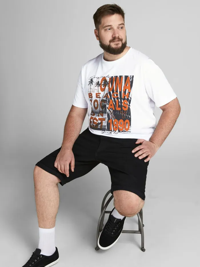 Tshirts JACK and JONES Mens TROPICAL PRINT PLUS SIZE TSHIRT White White Gift Ideas
