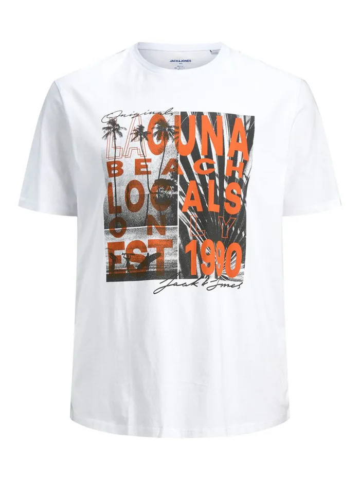 Tshirts JACK and JONES Mens TROPICAL PRINT PLUS SIZE TSHIRT White White Gift Ideas