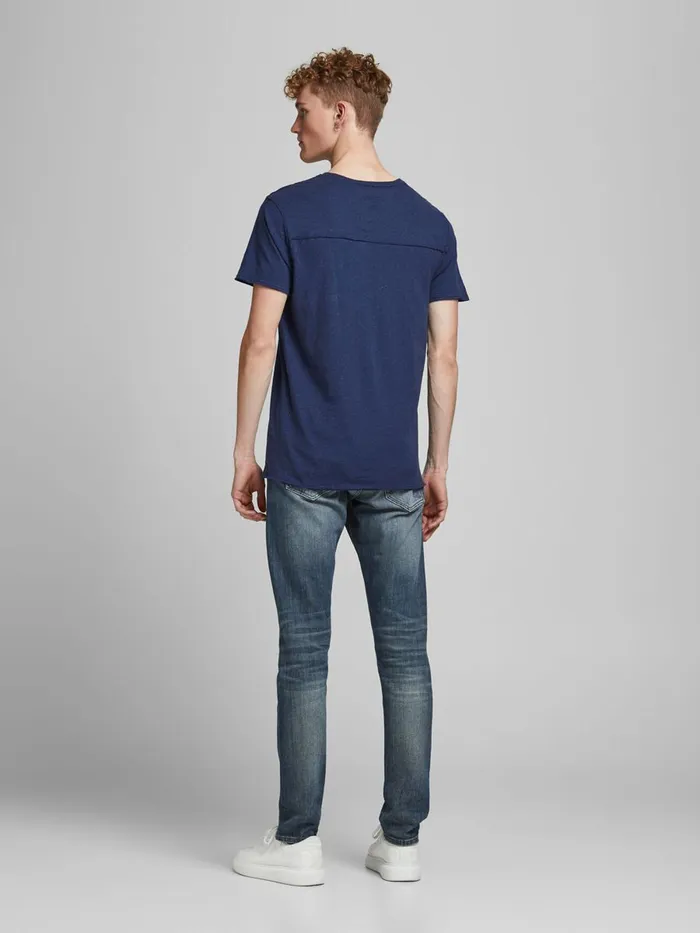 Tshirts JACK and JONES Mens VNECK TSHIRT Blue Dress Blues Casaul