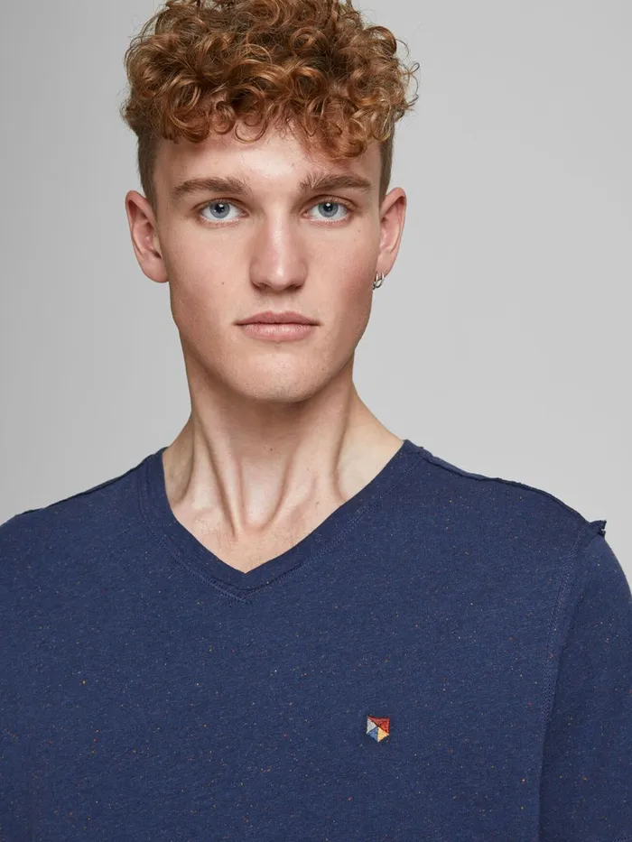 Tshirts JACK and JONES Mens VNECK TSHIRT Blue Dress Blues Casaul