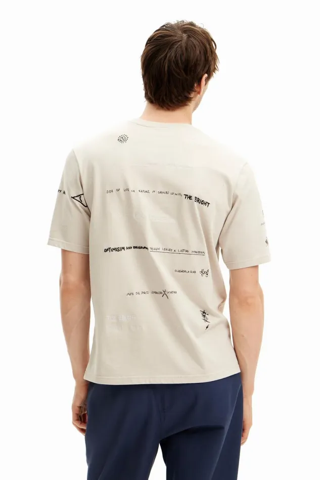 Tshirts Men Desigual Shortsleeved Tshirt With Lettering Design Black