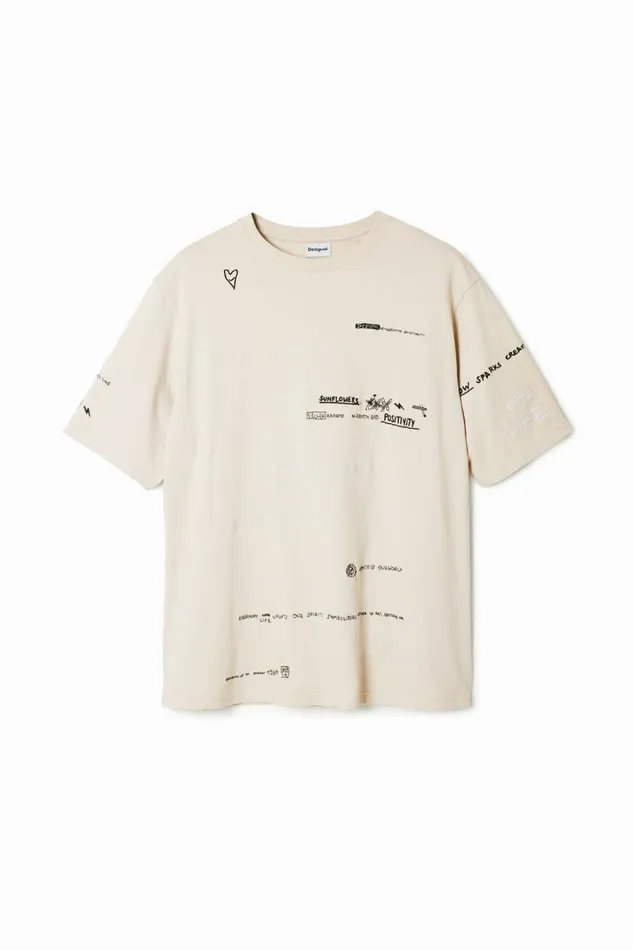 Tshirts Men Desigual Shortsleeved Tshirt With Lettering Design Black
