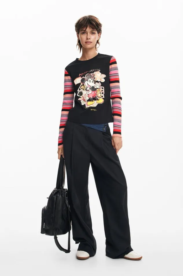 TShirts Women Desigual Long Sleeve Mickey Tshirt Black